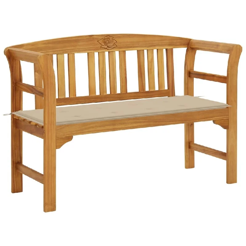 Garden Bench with Cushion 47.2" Solid Acacia Wood