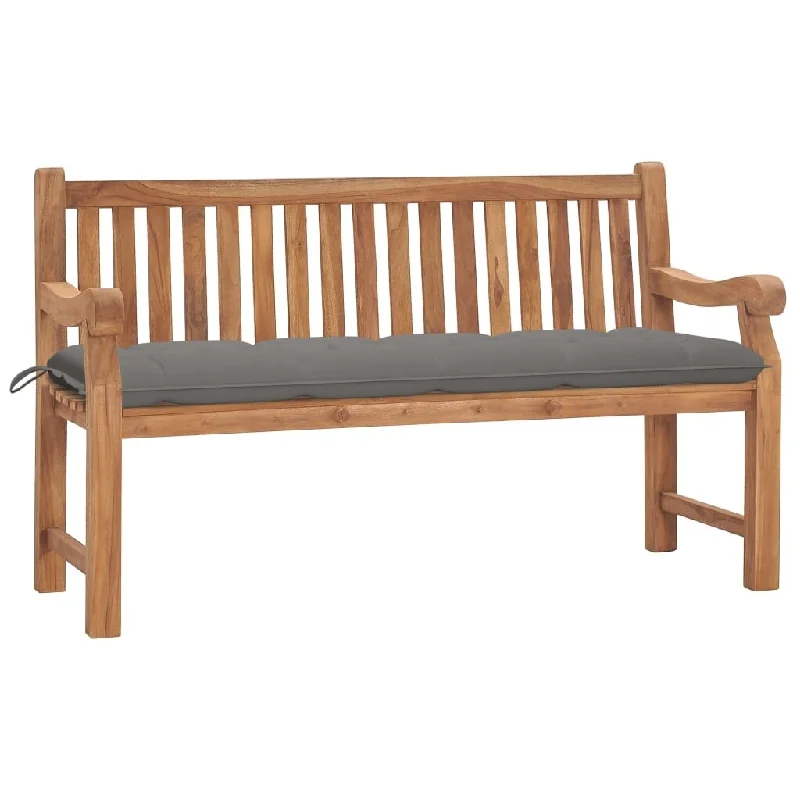 Garden Bench with Cushion 59.1" Solid Teak Wood