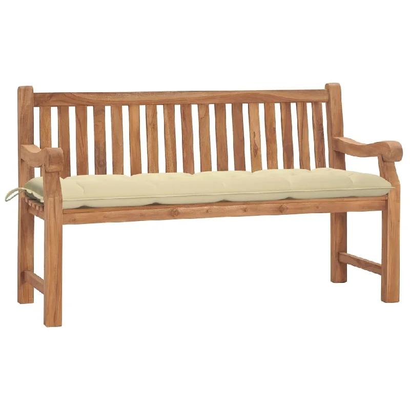 Garden Bench with Cushion 59.1" Solid Teak Wood