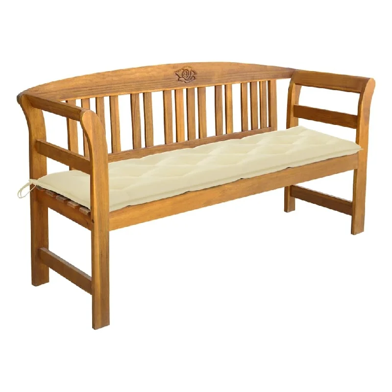 Garden Bench with Cushion 61.8" Solid Acacia Wood