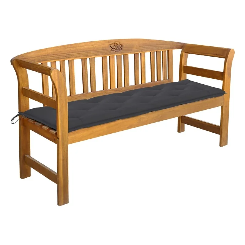 Garden Bench with Cushion 61.8" Solid Acacia Wood