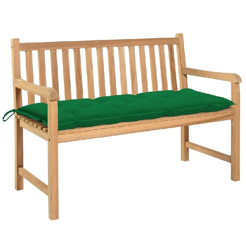 Garden Bench with Green Cushion 47.2" Solid Teak Wood