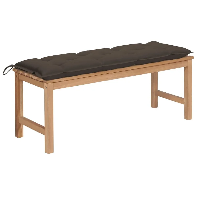 Garden Bench with Taupe Cushion 47.2" Solid Teak Wood