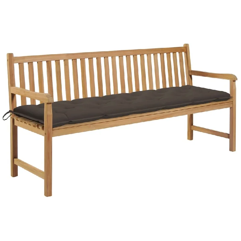 Garden Bench with Taupe Cushion 68.9" Solid Teak Wood