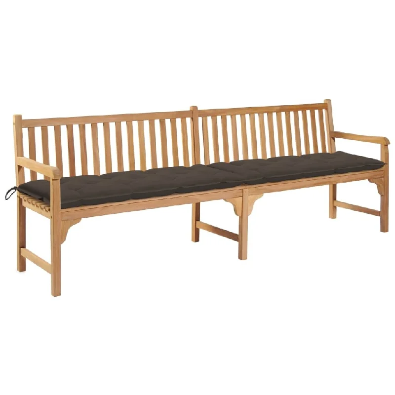 Garden Bench with Taupe Cushion 94.5" Solid Teak Wood