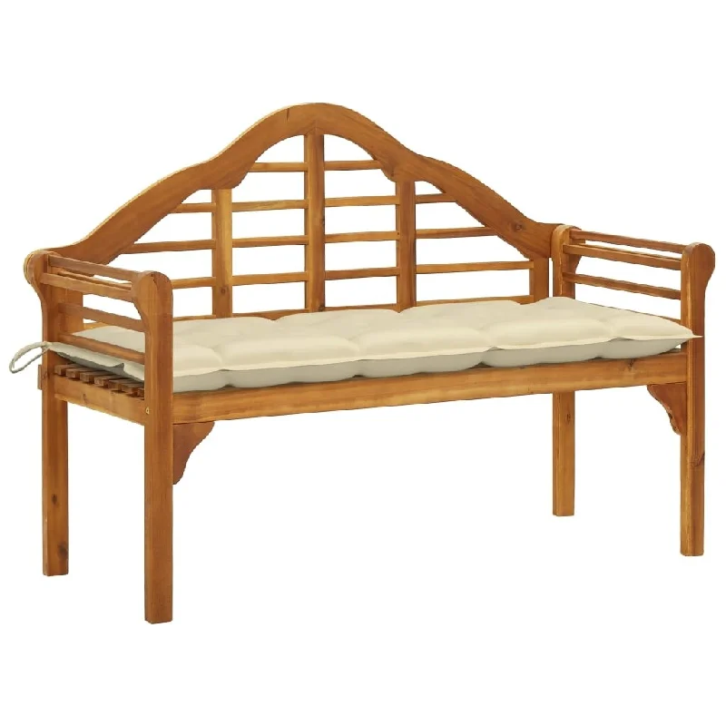 Garden Queen Bench with Cushion 53.1" Solid Acacia Wood