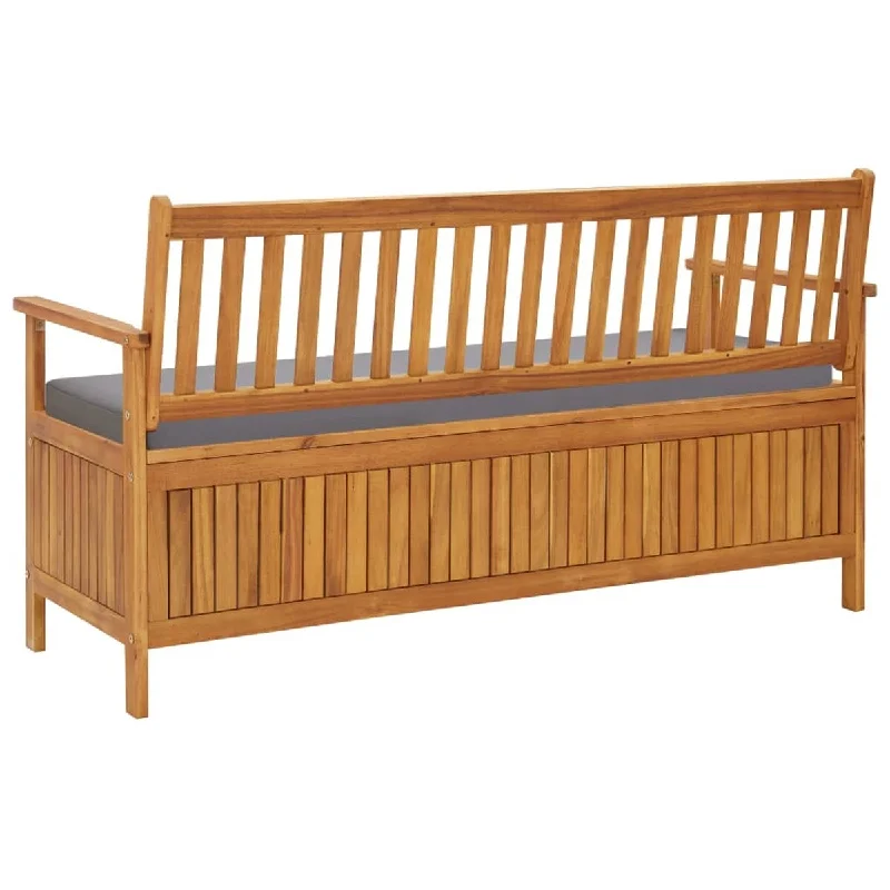 Garden Storage Bench with Cushion 58.3" Solid Acacia Wood