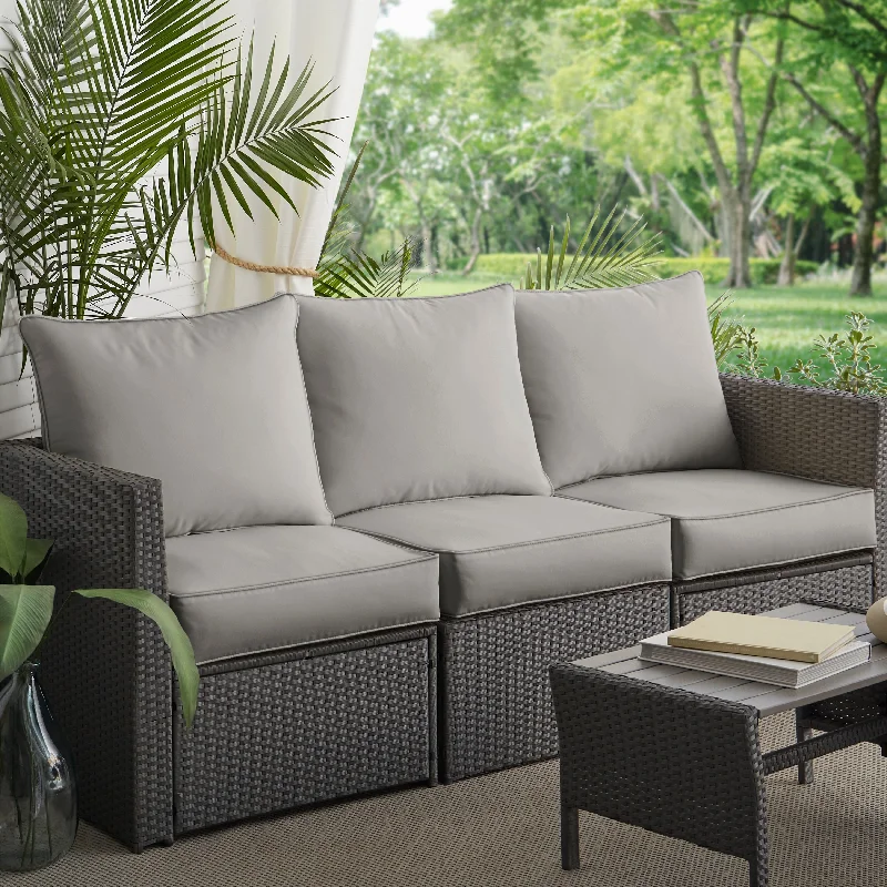 Grey Corded Indoor/ Outdoor Deep Seating Sofa Pillow and Cushion Set