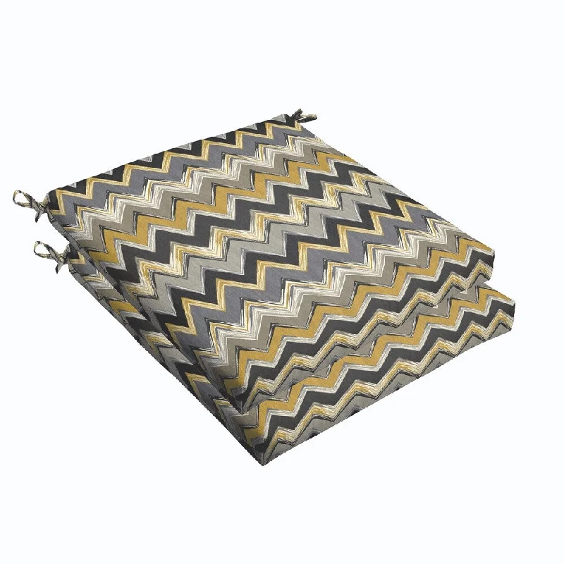 Grey Gold Chevron 20 x 2.5-inch Chair Cushion - Bristol (Set of 2)