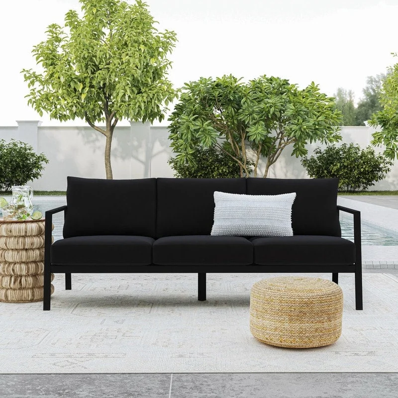 Hadleigh Aluminum Outdoor 3-Seater Sofa with Sunbrella Cushions