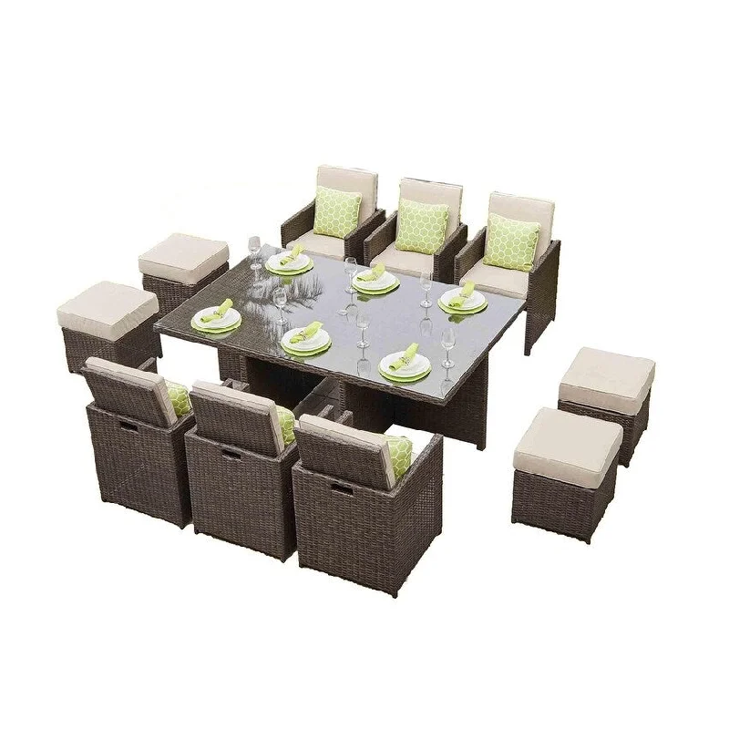 Moda New Square Outdoor Dining Set With Cushions Rattan Furniture