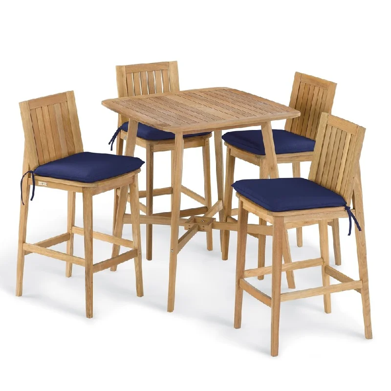 Oxford Garden Islay 5-piece 36-inch Square Bar Set - Navy Blue Cushion