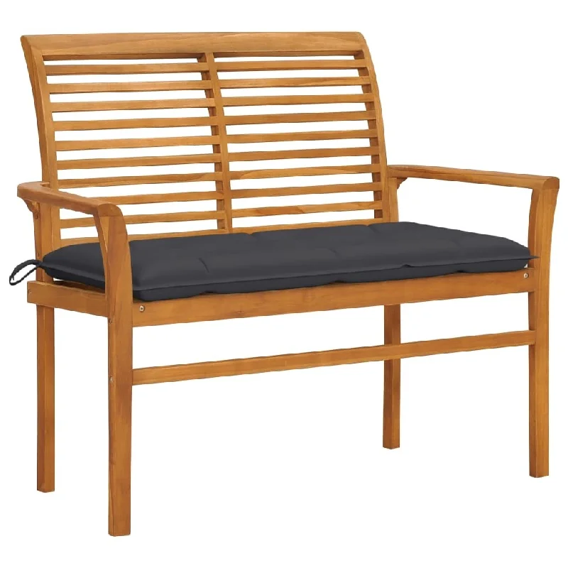 Patio Bench with Anthracite Cushion 44.1" Solid Teak Wood