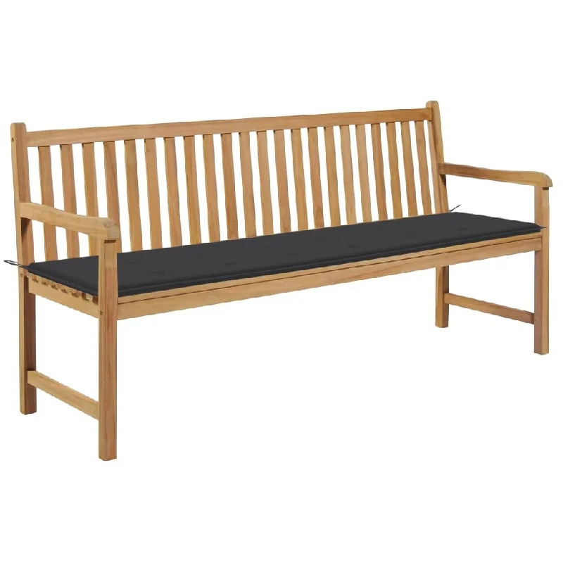 Patio Bench with Anthracite Cushion 68.9" Solid Teak Wood