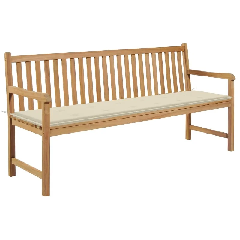 Patio Bench with Cream Cushion 68.9" Solid Teak Wood