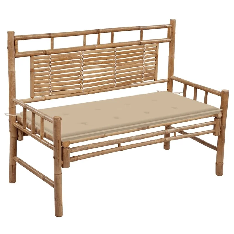 Patio Bench with Cushion 47.2" Bamboo