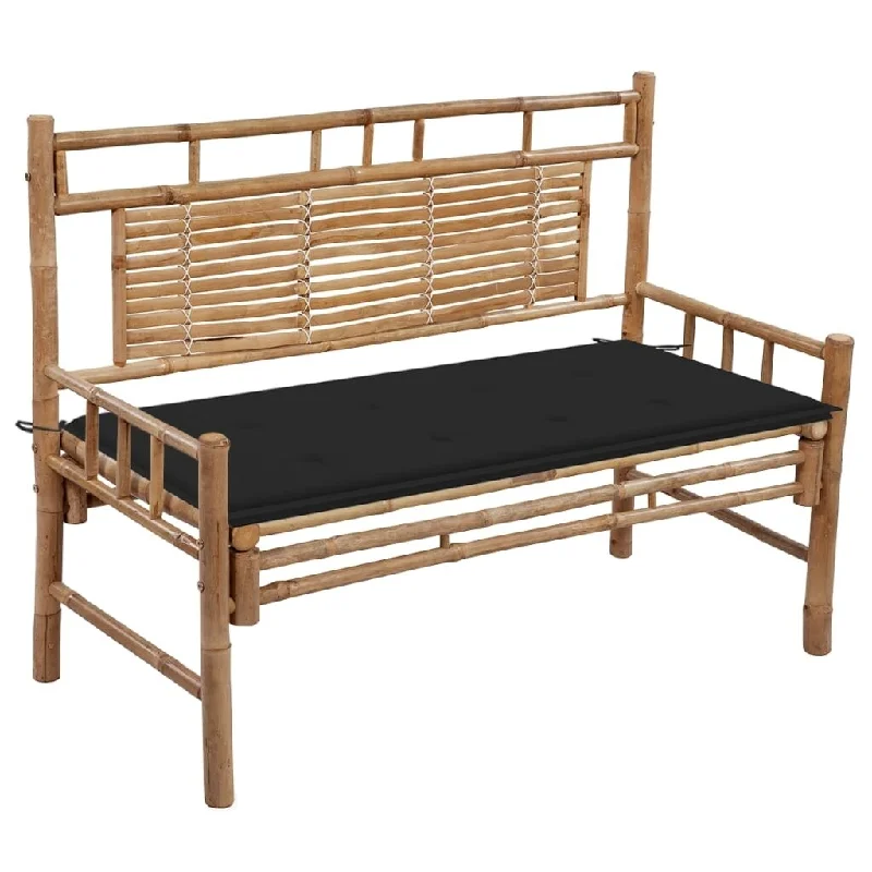 Patio Bench with Cushion 47.2" Bamboo