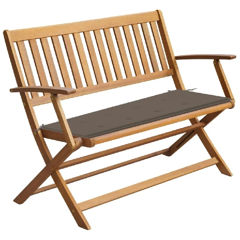 Patio Bench with Cushion 47.2" Solid Acacia Wood