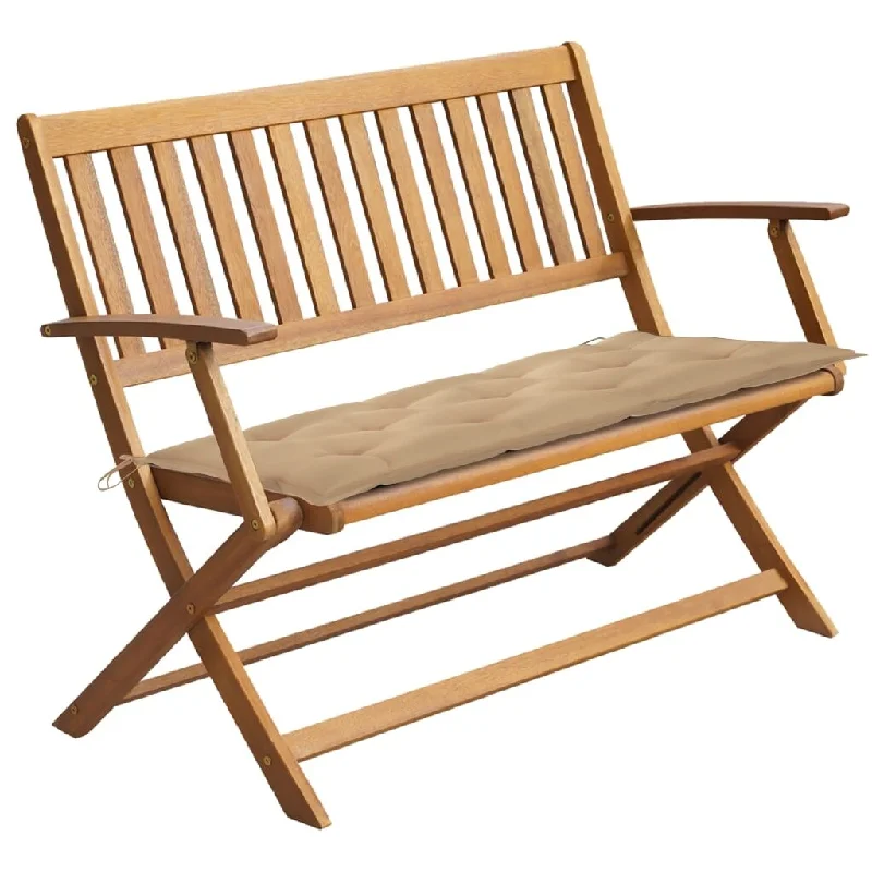 Patio Bench with Cushion 47.2'' Solid Acacia Wood