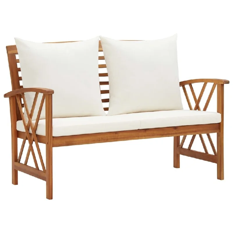 Patio Bench with Cushions 46.9" Solid Acacia Wood