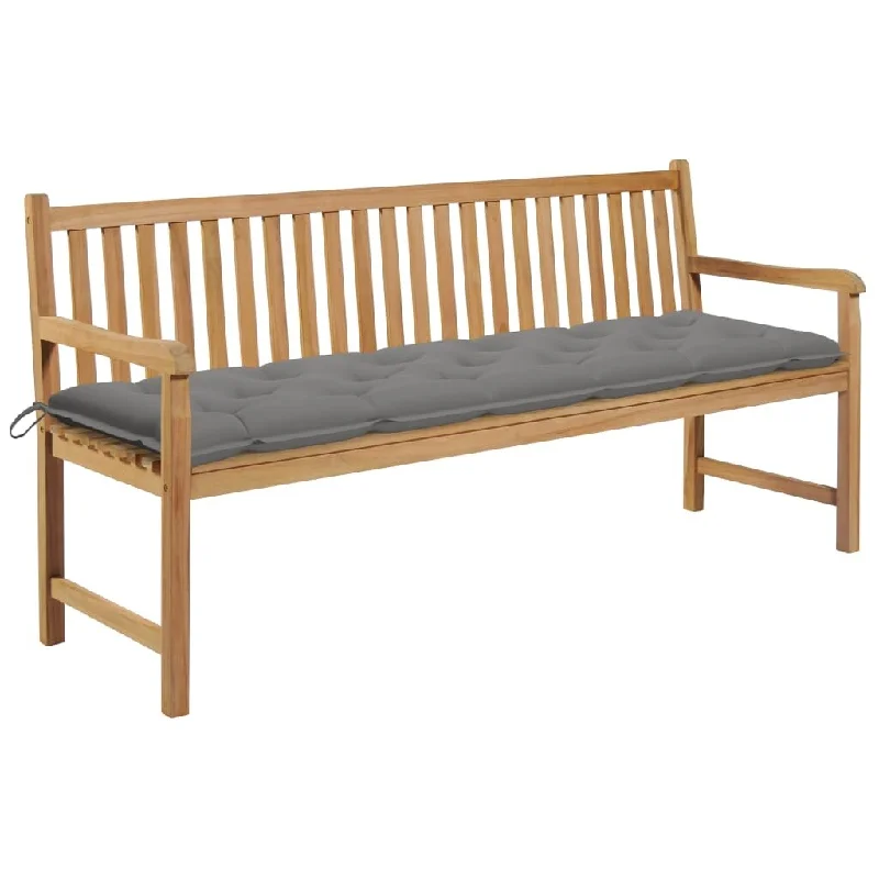 Patio Bench with Gray Cushion 68.9" Solid Teak Wood