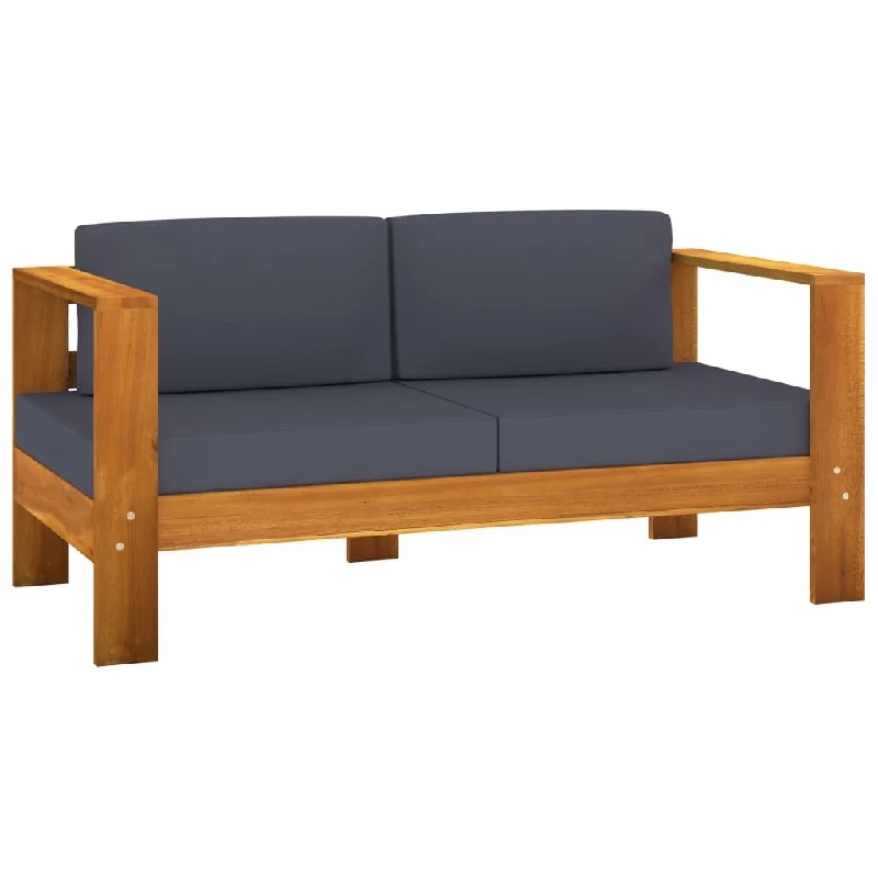 Patio Sofa Bench with Cushions 55.1" Solid Acacia Wood Gray