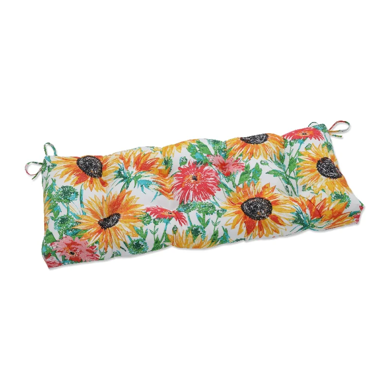 Pillow Perfect Outdoor Sunflowers Sunburst Blown Bench Cushion