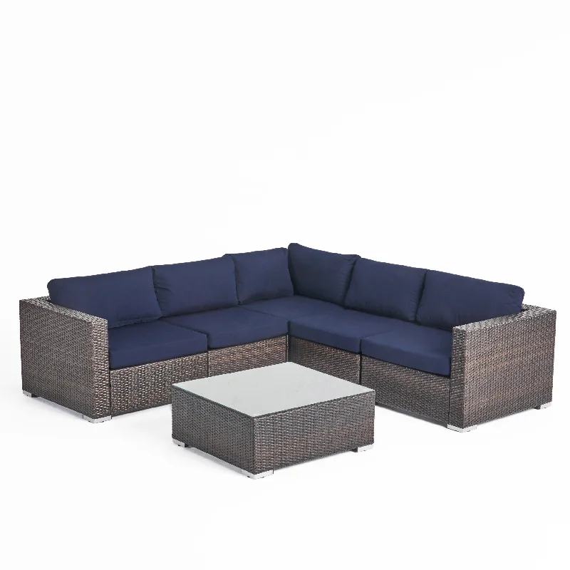 Santa Rosa Outdoor 6-piece Wicker Seating Sectional Set with Cushions by Christopher Knight Home