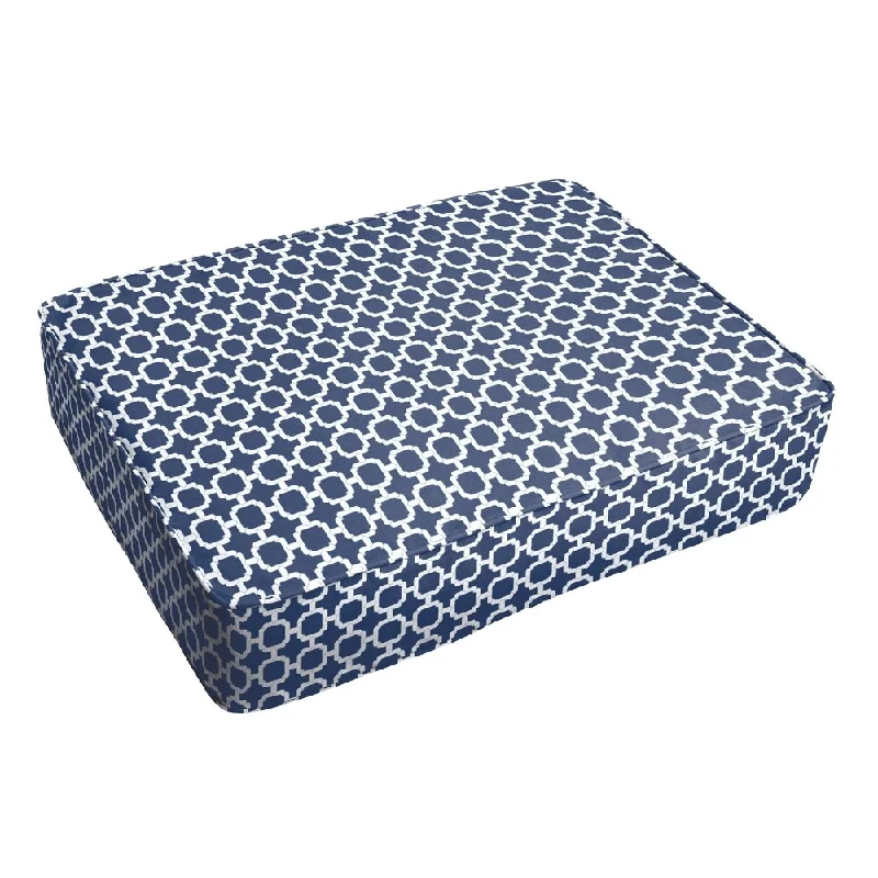 Selena Navy Chainlink 18 x 29-inch Indoor/ Outdoor Corded Edge Floor Cushion