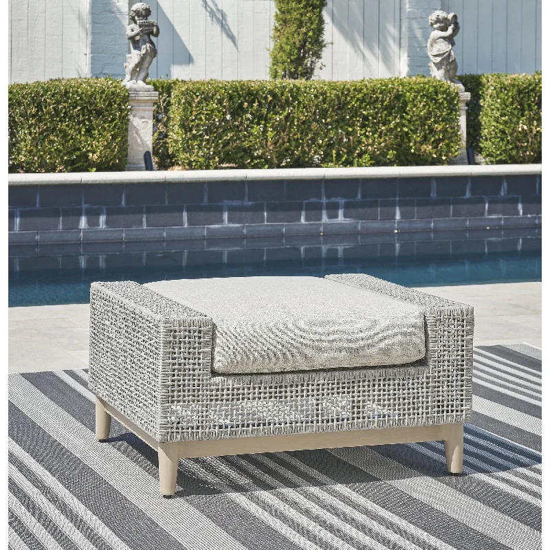 Signature Design by Ashley Seton Creek Gray Outdoor Ottoman with Cushion - 35.13" W x 24.5" D x 19" H