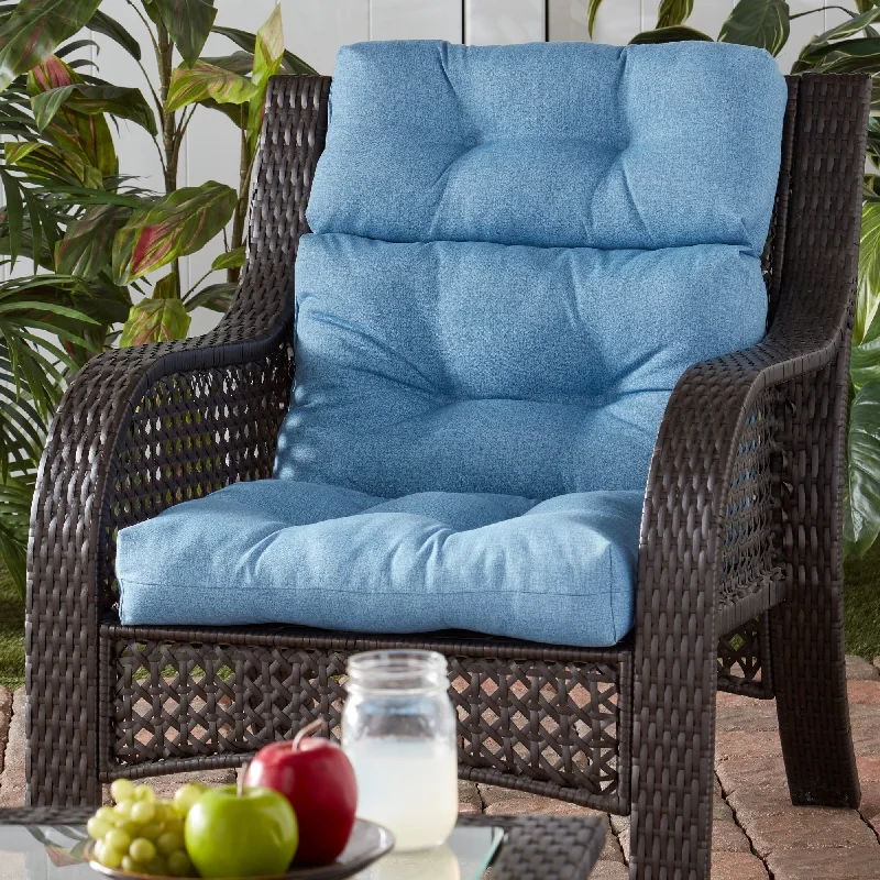 Solid Heathered 44x22-inch Outdoor High-Back Chair Cushion (Cushion Only)