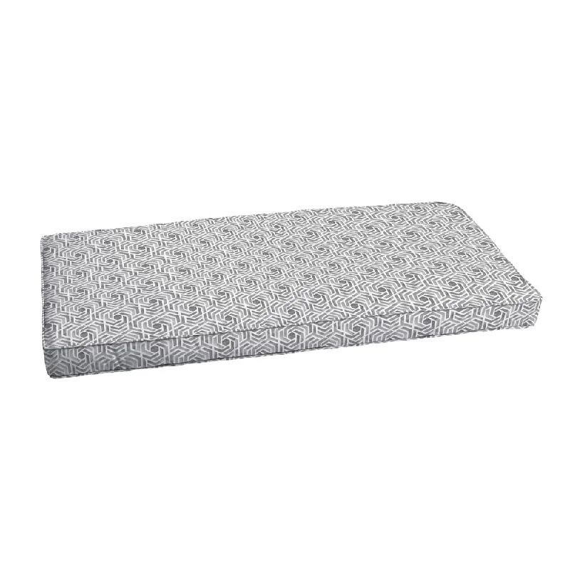 Sorra Home Grey Geometric Corded Indoor/ Outdoor Bench Cushion