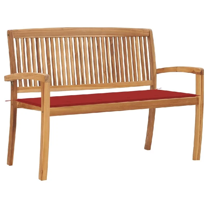 Stacking Garden Bench with Cushion 50.6" Solid Teak Wood