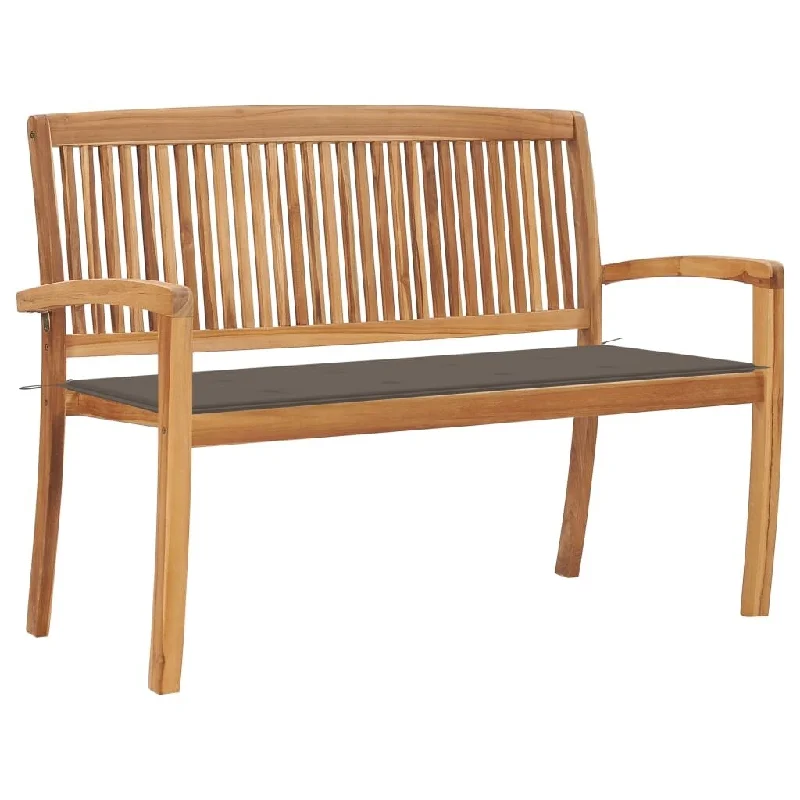 Stacking Garden Bench with Cushion 50.6" Solid Teak Wood