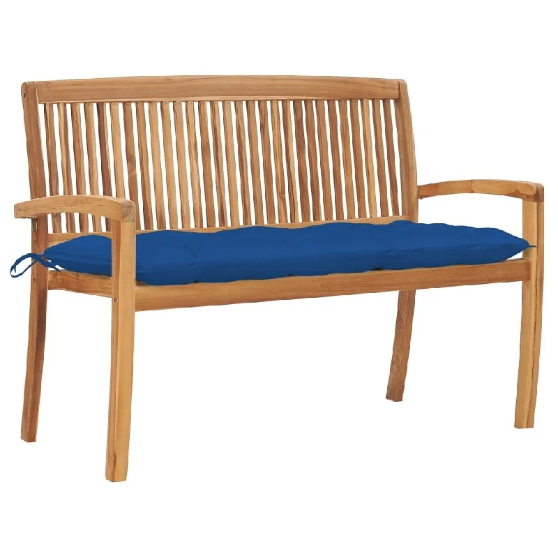 Stacking Patio Bench with Cushion 50.6'' Solid Teak Wood