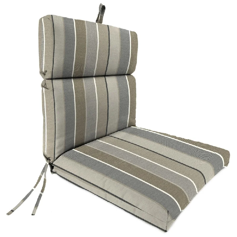 Sunbrella 22" x 44" Gray Stripe Outdoor Chair Cushion with Ties and Loop - 44'' L x 22'' W x 4'' H