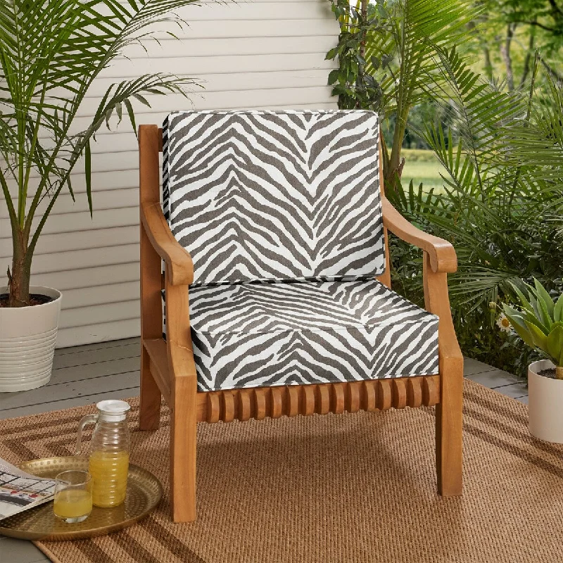 Sunbrella Grey Zebra Indoor/Outdoor Deep Seating Cushion Set - 23.5" x 23" x 5"