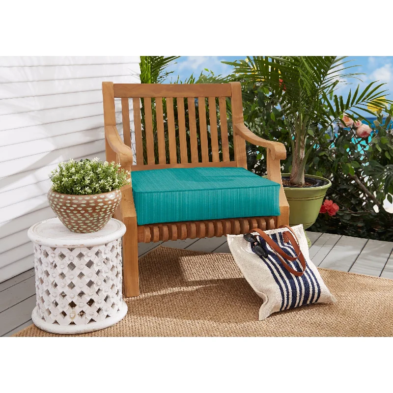 Sunbrella Textured Sea Blue Indoor/Outdoor Deep Seating Cushion, Corded