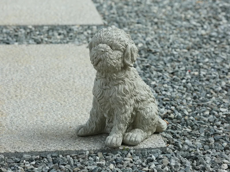 77131-C - Tranquil Guardian Curled Sitting Dog Memorial Statue