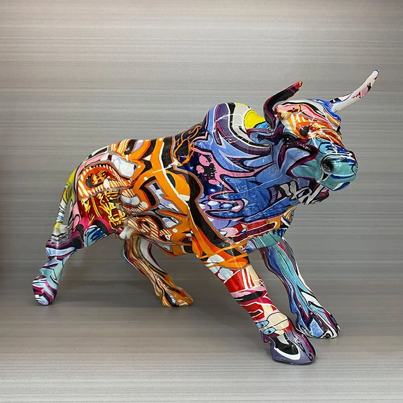 ArtZ® Graffiti Painted Bull Sculpture