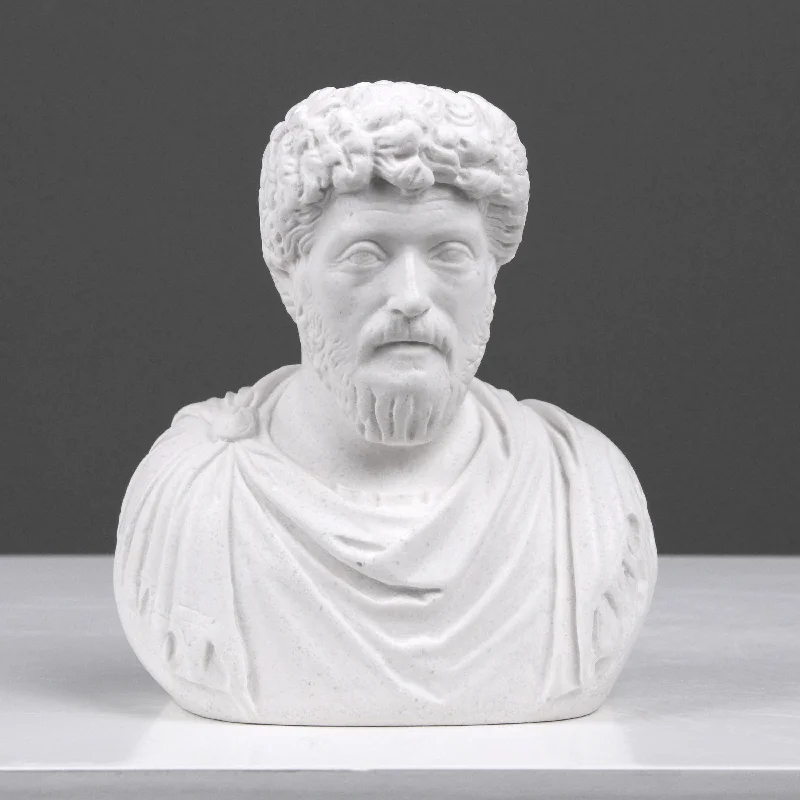 Marcus Aurelius Bookend Bust Sculpture - Small Roman Emperor Statue