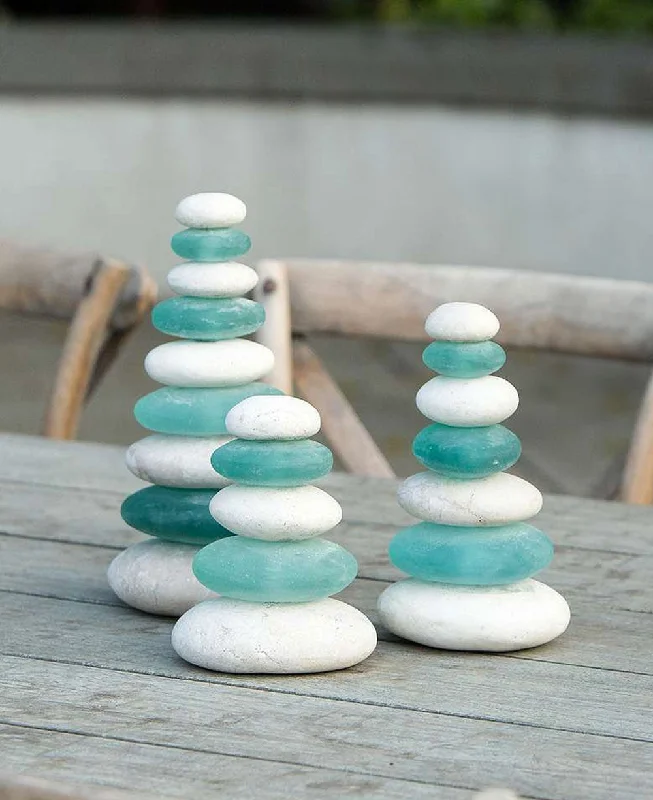 Zen Cairn Sculptures in Glass and Rock Fusion, Sold Individually