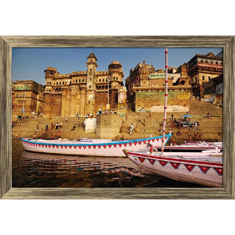 ArtzFolio Ancient Historic Palaces of Varanasi, India Canvas Painting Synthetic Frame