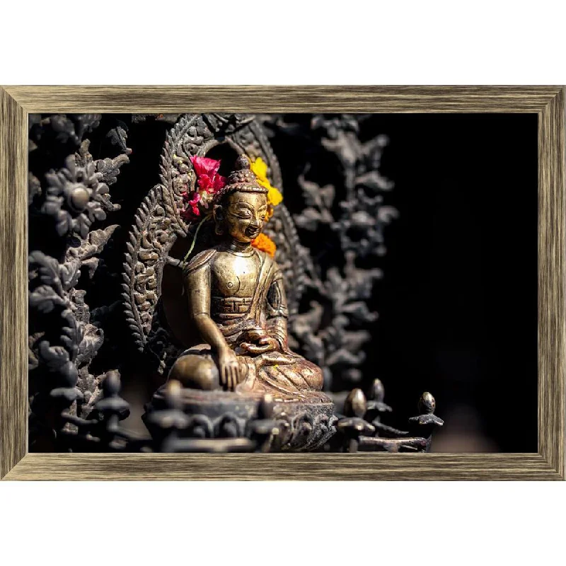 ArtzFolio Lord Buddha Statue in Patan, Nepal Canvas Painting Synthetic Frame