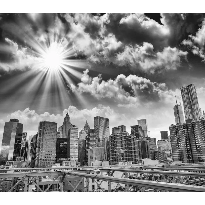 ArtzFolio New York Cityscape From Brooklyn Bridge, USA Canvas Painting