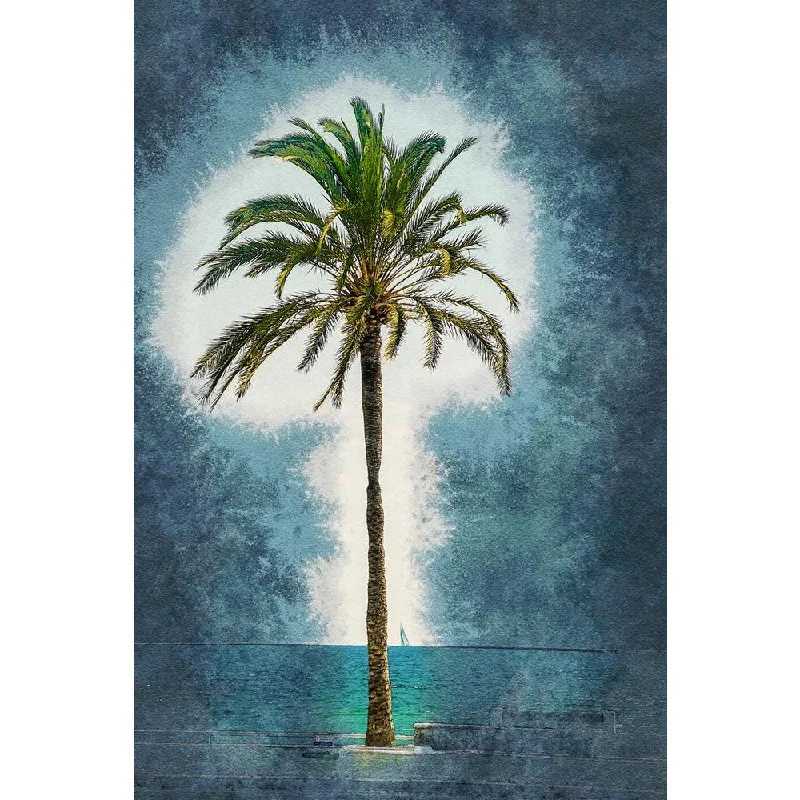 ArtzFolio Palm Trees Along Coast In Palma De Mallorca, Spain D6 Canvas Painting