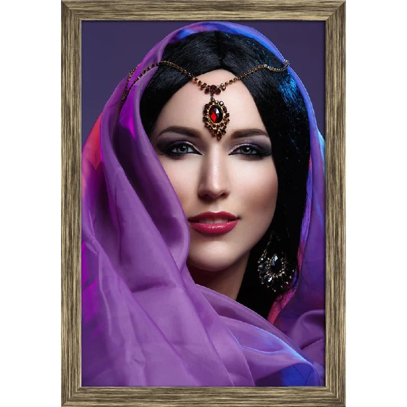 ArtzFolio Portrait of Young Caucasian Woman Canvas Painting Synthetic Frame