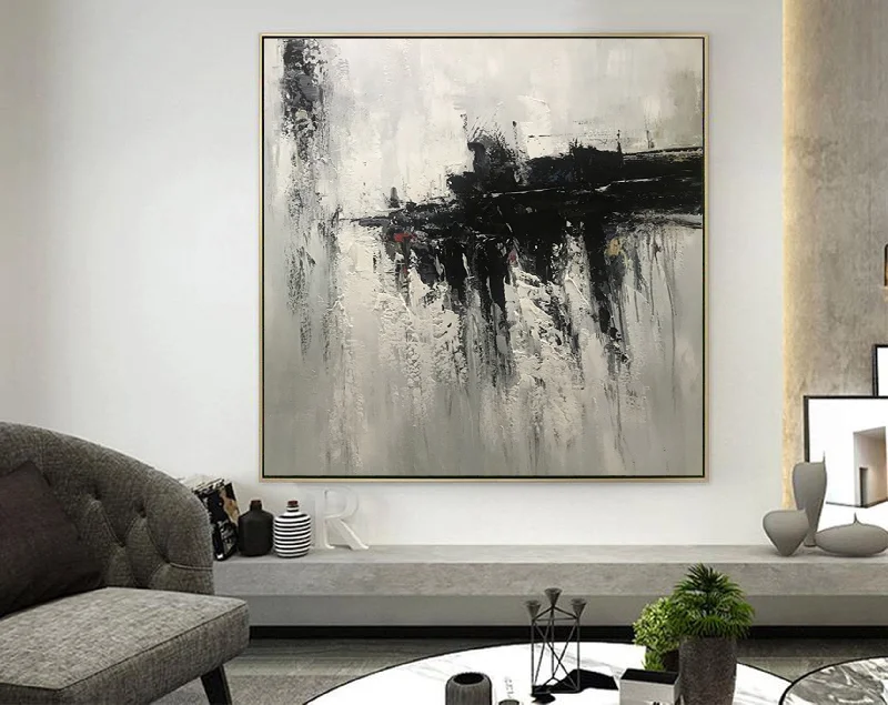 Black And White Abstract Painting Oversized Painting Sp068