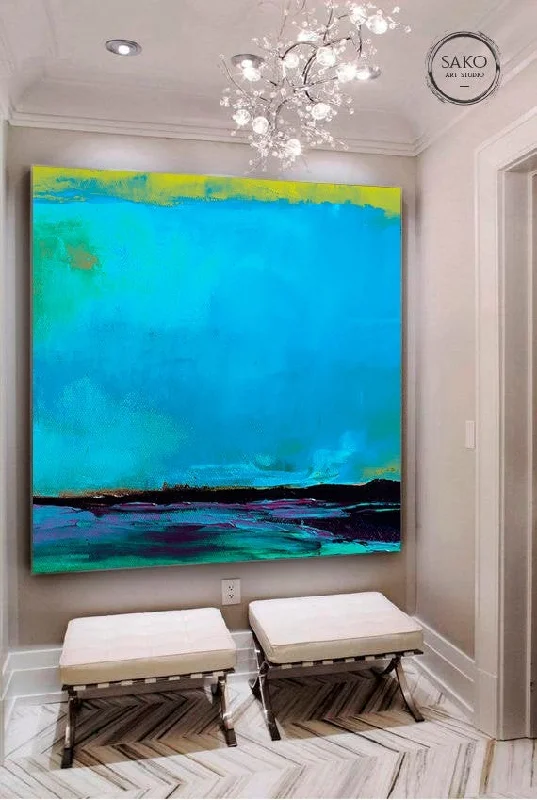 Blue Abstract Contemporary Art Livingroom Office Painting Sp020