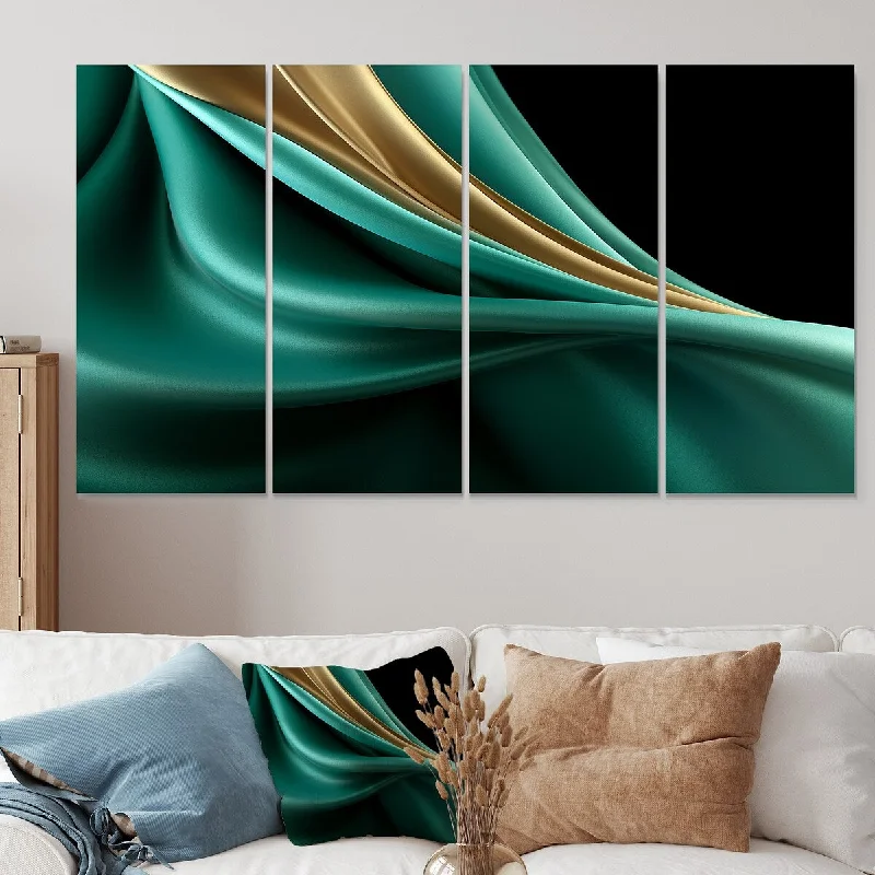 Designart "Abstract Echoes Swirls III" Abstract Collages Canvas Set Of 4 - Oversized Modern Wall Art For Entryway